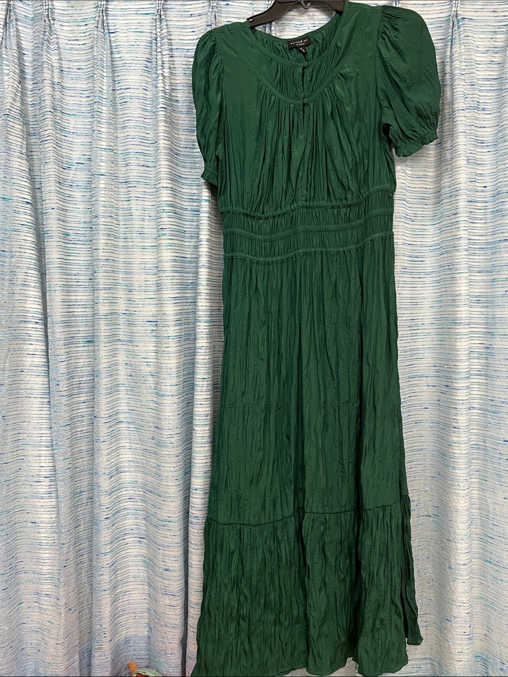 Current Air Emerald Green Puff-Sleeve Maxi Dress